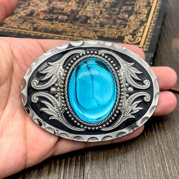New Turqouise belt buckle fits 1.5 belt Metal